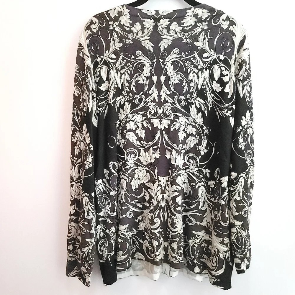 NWT Premise Black Multi Color Lightweight Button Cardigan Size 0X   Plus… - Picture 2 of 9